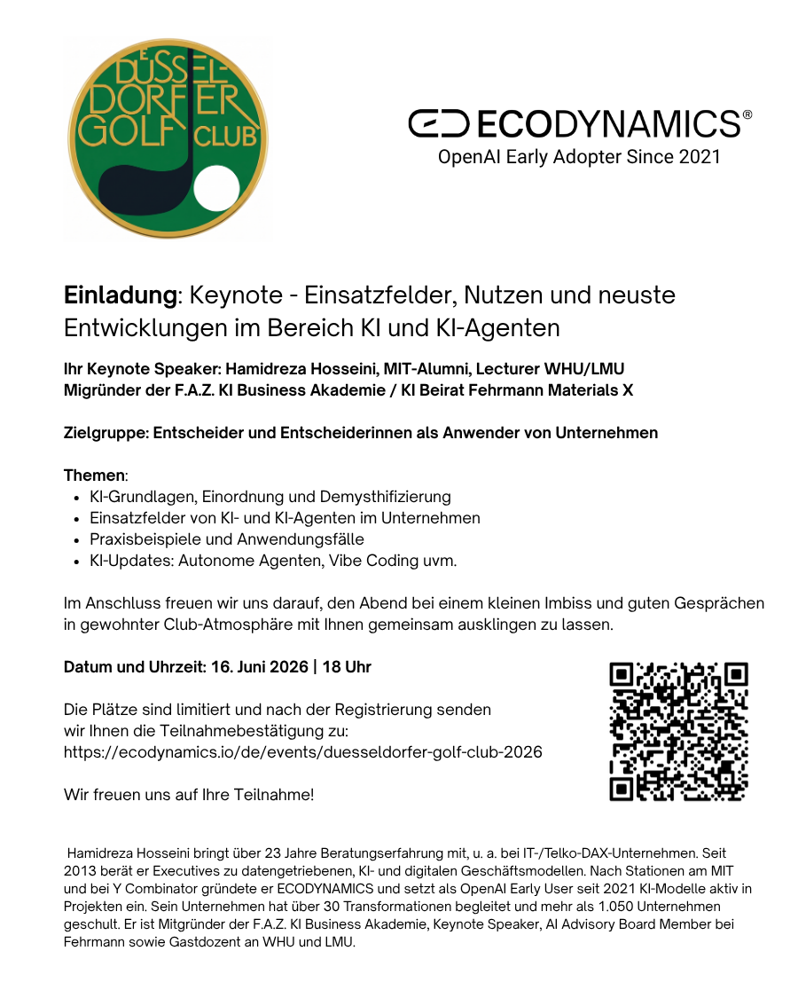 Düsseldorfer Golf Club Keynote KI und KI-Agenten